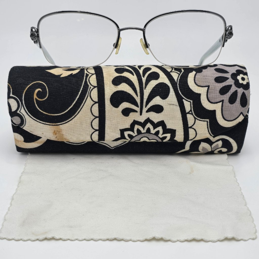 Vera Bradley Elanor Kiev Paisley Semi-Rimless Cat Eye Eyeglasses Frame W/ Case